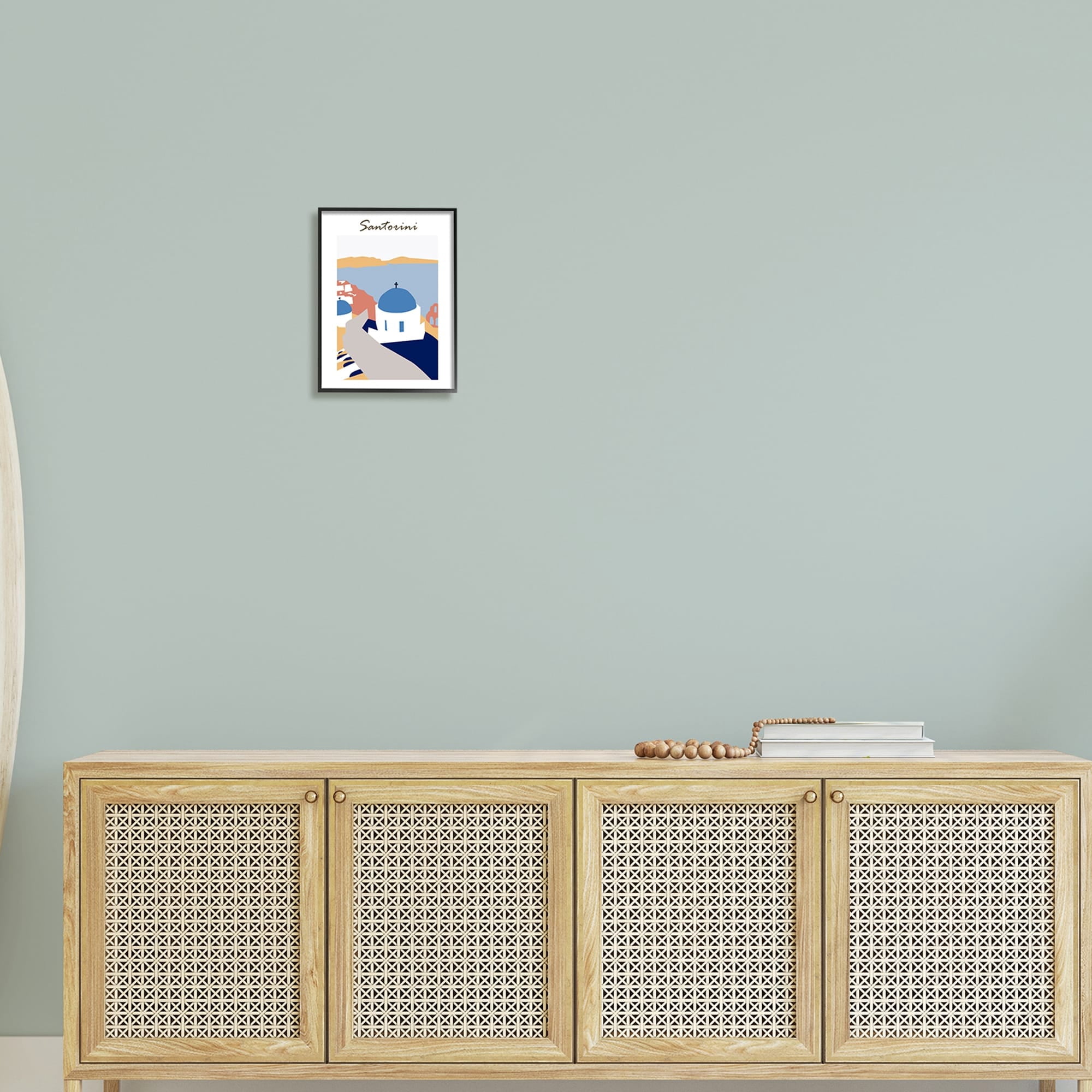 Stupell Industries Coastal Cliff Town Santorini Minimalistic Travel Illustration ,11 x 14, Design by Melissa Wang