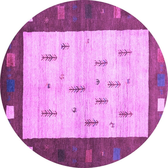 Ahgly Company Indoor Round Abstract Purple Contemporary Area Rugs, 3' Round