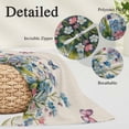 thumbnail image 2 of Blue Spring Floral Pillow Covers, Linen Long Throw Pillow Case, Pink Flowers Butterfly Rustic Holiday Pillow Protector Decorative Cushion Cover for Living Room/Bedroom 12" x 20", 2 of 8