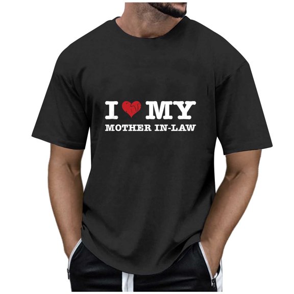 Men's T-Shirts Graphic Summer Mother's Day I Love My Mother In Law Round Neck Short Sleeve Casual Breathable Tshirt
