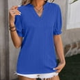 thumbnail image 2 of XMMSWDLA Women Casual V-Neck T-Shirts Loose Puff Short Sleeve Tops Tunic Blouses Business Casual Tops for Women, 2 of 4