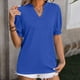 thumbnail image 1 of Fiudx Ropa de Mujer Top de Camiseta Informal de Manga Corta con Encaje y Cuello En V a La Moda para Mujer, 1 of 3
