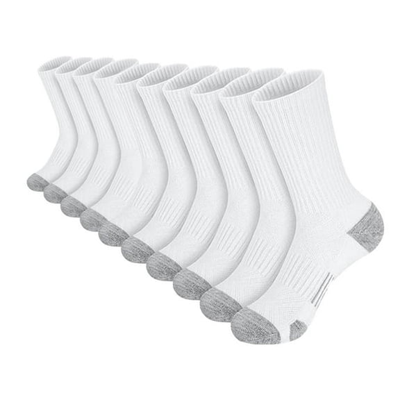 TELOLY Mens Crew Socks Cotton Running Hiking Basketball Football Athletic Mid Calf Socks Mens White Crew Socks