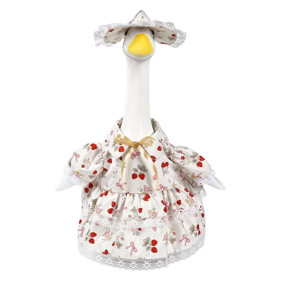 Valentine'S Day Porch Goose Outfits Pink Heart Goose Outfit Lawn Porch Goose Clothes Fits 23" Cement Plastic Goose Statue For Valentine,Valentine Goose Outfits For Porch Goose