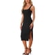 thumbnail image 4 of Vestido sin mangas de cuello redondo Inspire Chic para mujer, vestido largo de punto acanalado con abertura lateral, color negro, 4 of 6