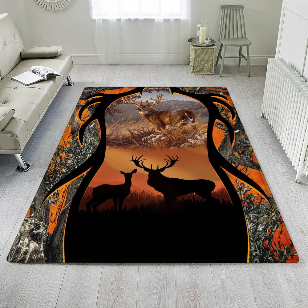 Rectangle Area Rug For Living Room, Bedroom, Deer Hunting Rug TRN389R