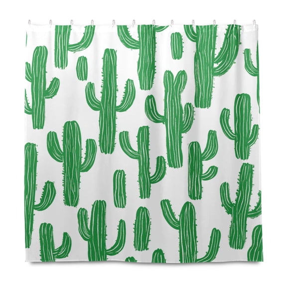Yayeee Shower Curtain with Hooks 72"x72" Waterproof Fabric Bathroom Hanging Decor, Cactus Pattern