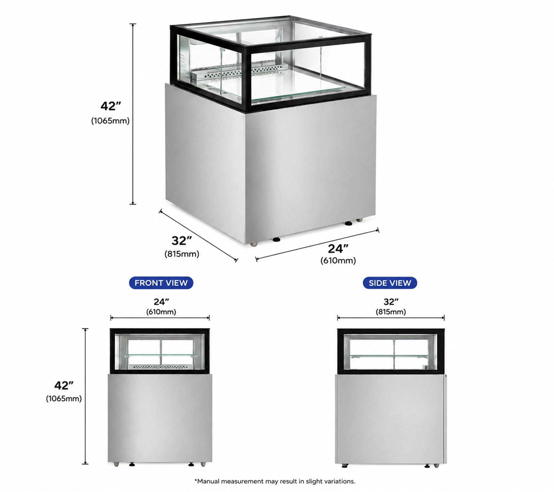 24" Luxury Commercial Refrigerated Bakery Display Case, Cake Showcase Refrigerator with LED Lighting, NSF Certified