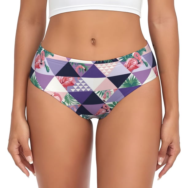 Fotbe Plaid Flamingo Calzones Estampados para Mujer – Ropa Interior de Algodón, Cómoda, Suave y Elástica-3X-Large
