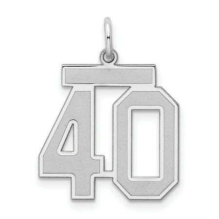 Diamond2Deal 925 Sterling Silver Rhodium-Plated Satin Number 40 Charm Pendant for Women