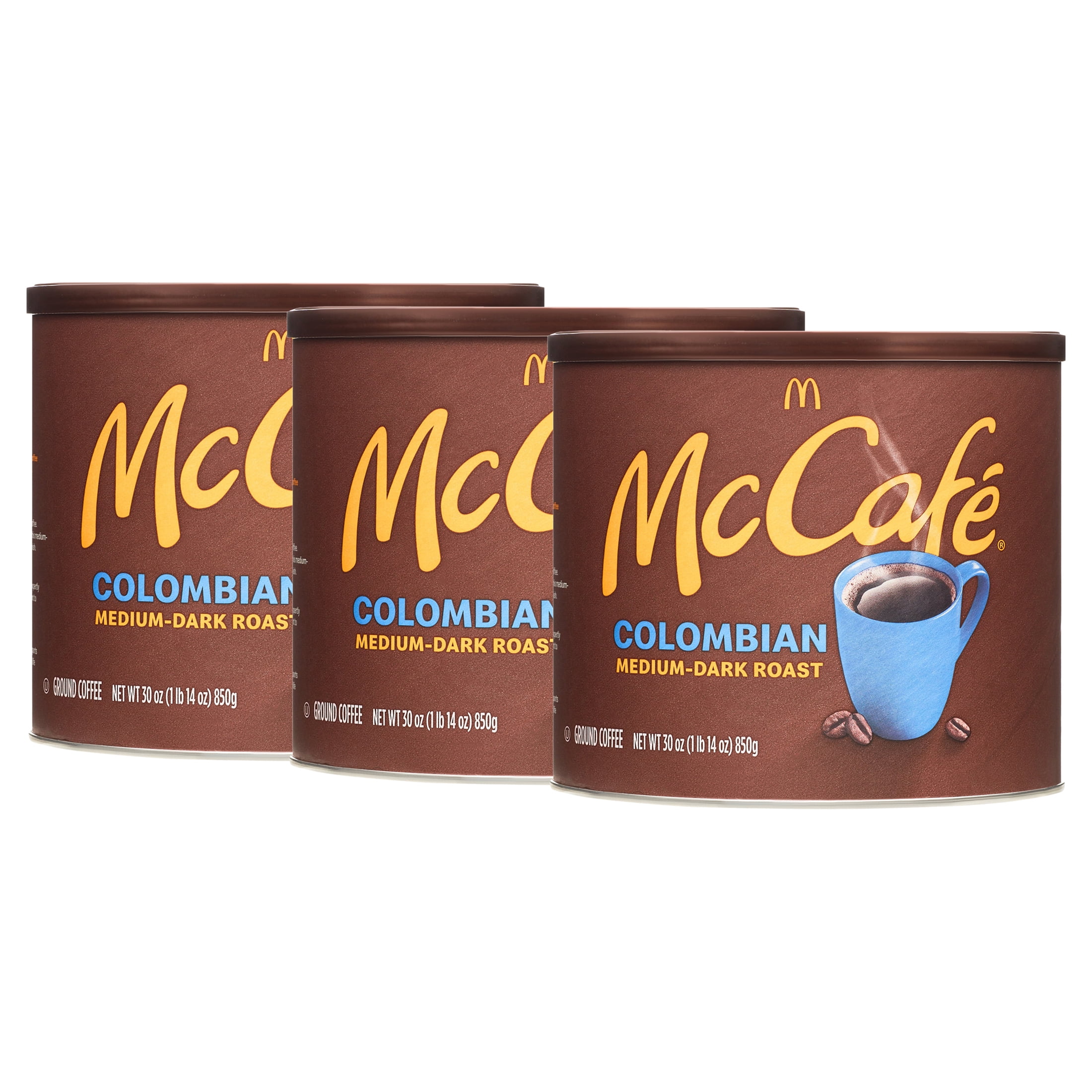 (3 pack) McCafe Colombian Ground Coffee, Caffeinated, 30 oz Can