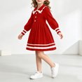 thumbnail image 5 of Long Sleeve Knitted Dresses Girls Princess Pleated Sweater Dress Ribbed Cute Fall Winter School Uniforms Red, Size 4 Y, 5 of 7