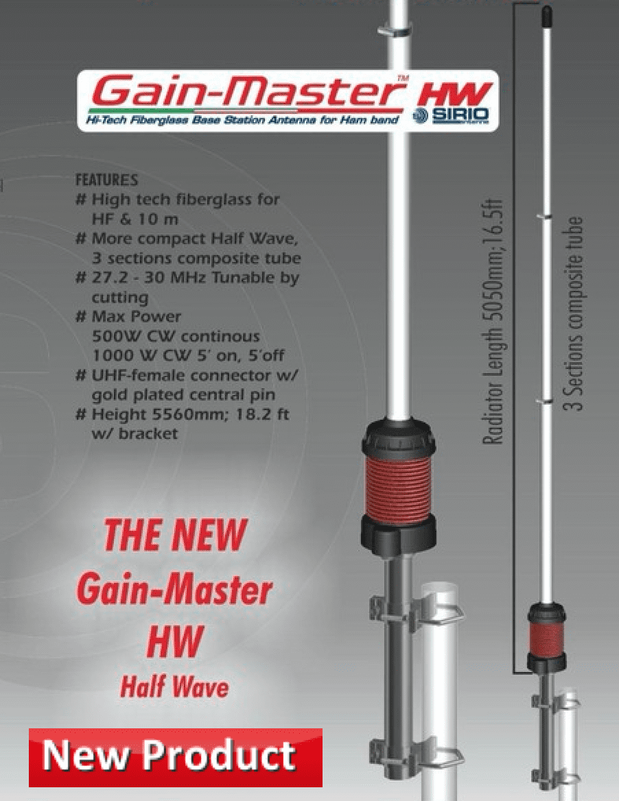 Sirio Gain Master Hi Tech Fiberglass M Cb Base Antenna Fastest For | My ...