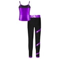 thumbnail image 4 of Raenseen Kids Girls Hip Hop Dance Outfit Girls Sparkly Camisole Tank with Shiny Rhinestones Pants Purple 6, 4 of 9