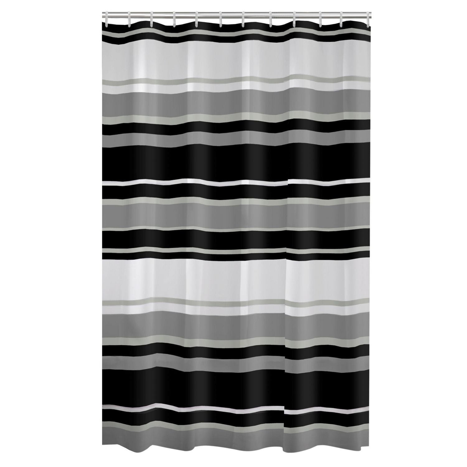 Mainstays James Stripe PEVA Shower Curtain or Liner, 70" x 72", Black