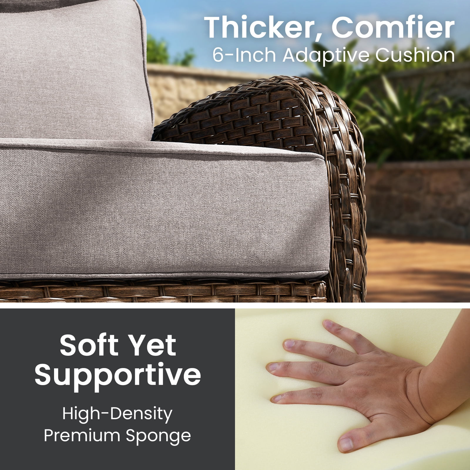 Bellefurn Outdoor Seat Cushions 22 X 24 X 6 inch for Patio Furniture,Outdoor Chair Cushions Outdoor Deep Seat Cushion with Water Resistant & Removable Cover Patio Cushions for Wicker Chair,Sofa,Couch