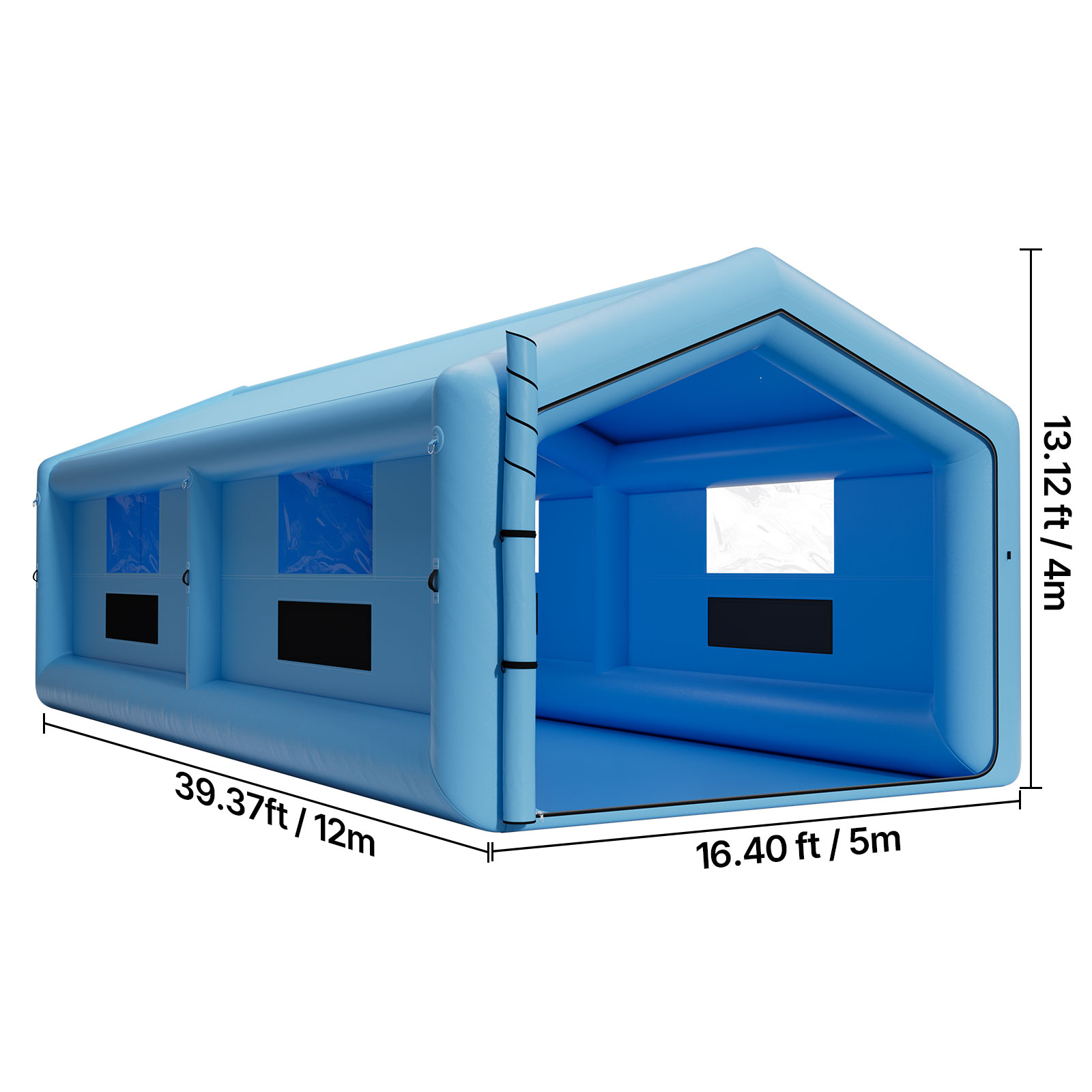 VEVOR Inflatable Paint Booth, 39.37 x 16.40 x 13.12 ft, Inflatable Spray Booth with 950W+1100W Blowers, Air Filter System, Triangular Roof, for Painting Car, Truck, Furniture, Automotive Sheet Metal