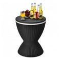 thumbnail image 3 of 8 Gallon Patio Cooler Bar Table, Rattan Ice Bucket with Adjustable Tabletop for Outdoor Parties, BBQ, Poolside - 8 Gal Capacity, Drainage Plug, Extendable Height, 3 of 9