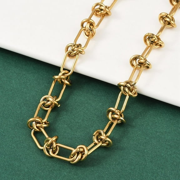 3pcs 304 Stainless Steel Kont Link Chain Necklace for Men Women Golden 15.94 inch(40.5cm)