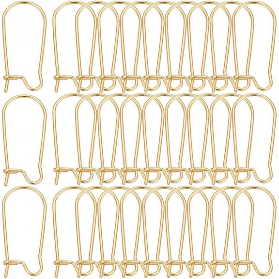 1 Box 120Pcs Real 18K Gold Plated Earring Hooks Kidney Earring Finding Hooks Dangle U Shaped Teardrop Long Ear Wires Stainless Steel Wires for Jewelry Making Supplies DIY Craft Women