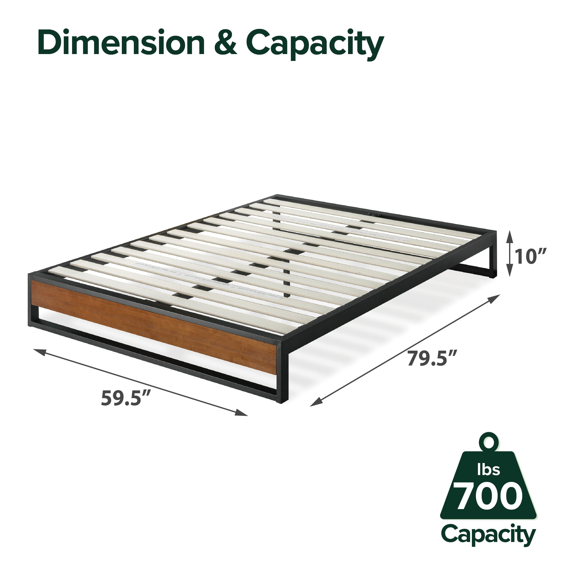 Zinus Good Design Winner Suzanne 10" Bamboo and Metal Platform Bed, Queen