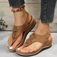 thumbnail image 4 of GUOBIOZIY Sandals for Women Summer Ladies Flip-Flops Wedge Heel Slippers Sandals Casual Flip Flops Women's Shoes Womens Sandals(Brown,6.5), 4 of 7