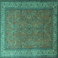 thumbnail image 1 of Ahgly Company Indoor Square Persian Turquoise Blue Traditional Area Rugs, 4' Square, 1 of 4