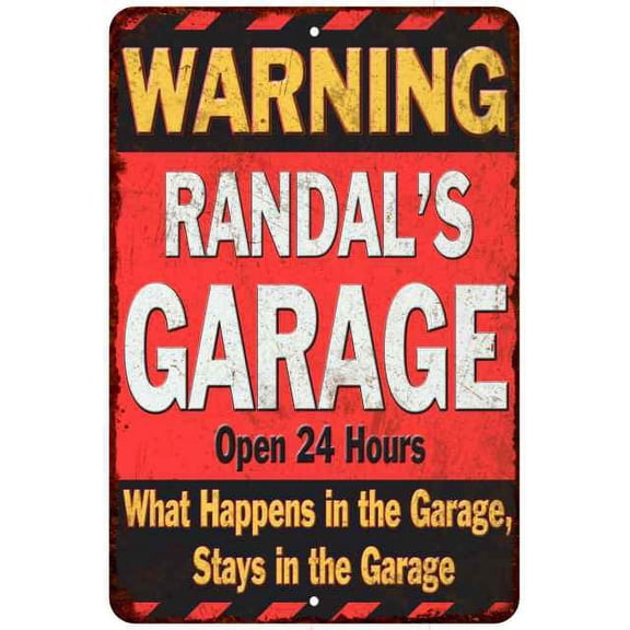 RANDAL'S Garage Warning Man Cave Wall Decor 8 x 12 High Gloss Metal 208120030480