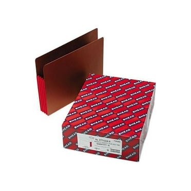 Smead® Extra-Wide Expansion End-Tab File Pockets, 12"W Body, Letter Size, 30% Recycled, Red, Box Of 10