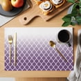 thumbnail image 2 of Purple Ombre Stripe Placemats Set of 4, Modern Abstract Art Gradient Striped Placemats for Dining Table, Place Mats for Kitchen Tabletop, Waterproof Wipeable Dining Table Mats Set, 2 of 9
