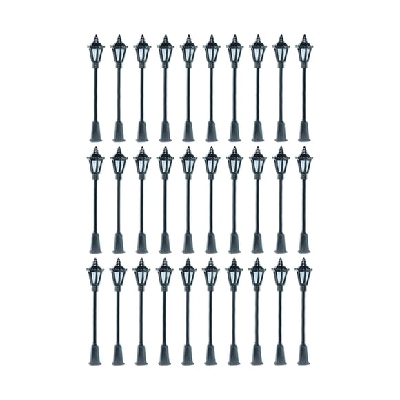 Mini farolas de calle a escala 1/75, modelo HO OO, lámpara de tren ferroviario 30 piezas