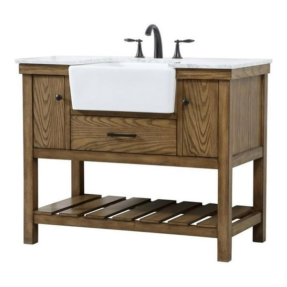 Elegant Decor Clement 42" Aluminum MDF Single Bathroom Vanity in Driftwood
