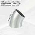 thumbnail image 3 of Unique Bargains 2pcs OD 1 Inch 45 Degree SS304 Stainless Steel Bend Tube Exhaust Elbow Pipe for Car Silver Tone, 3 of 6