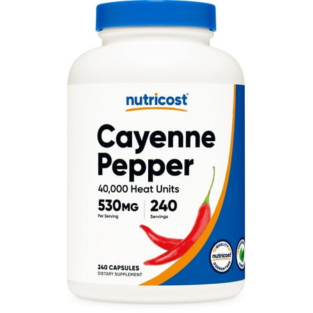 Nutricost Cayenne Pepper 530mg  240 Capsules - Gluten Free  Non-GMO Supplement