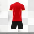 thumbnail image 4 of Odeerbi Niños Niñas Rápido Seco Juego de Entrenamiento de Fútbol Gradiente Geométrico Cuello En V Camiseta Shorts Conjunto Atlético Para 5-17 Años, 4 of 7