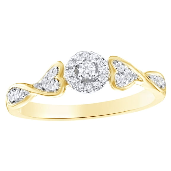 AFFY White Natural Diamond Accents Promise Heart Ring in 10k Yellow Gold