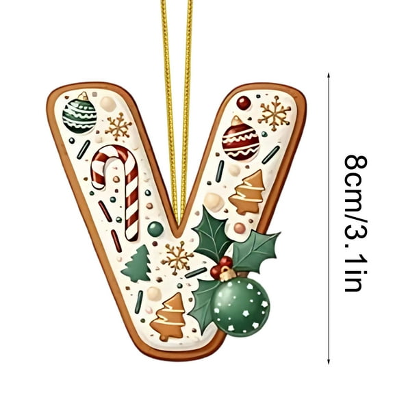 Decoraciones de Árbol de Navidad 2D Acrílico Decoración Carta Colgante con 26 Letras Diy Navidad Decoración Del Hogar Ornamentos Del Árbol de Navidad