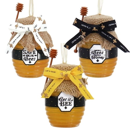 Kurt Adler Set of 3 4.25" Honey Jar Christmas Ornament T2705