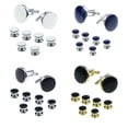 thumbnail image 2 of Qarigey 8 unids/set Retro forma redonda gota aceite gemelos Stud plateado manga geométrica puño botón camisa joyería regalos Type3 NO3, 2 of 6