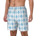 thumbnail image 2 of Uemuo Blue and White Squares Pattern Mens Swim Trunks Quick Dry Board Shorts with Mesh Lining, Stretch Beach Shorts Quick Dry No-Chafing Board Shorts-X-Large, 2 of 9