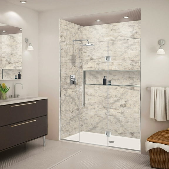 Transolid EHTF675257610C-BK-PC Elizabeth 76" High X 67-1/2" Wide Hinged Semi Frameless