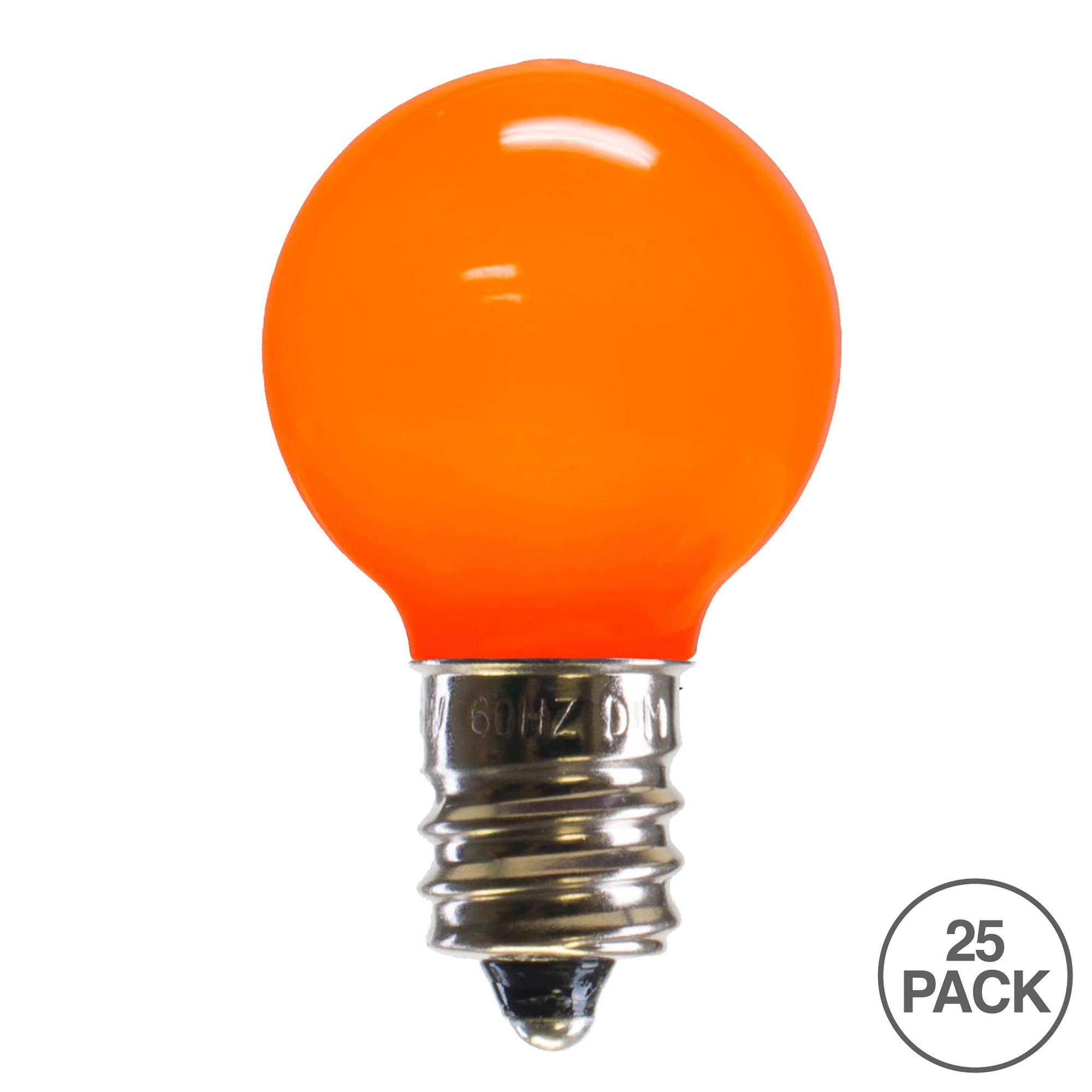 Vickerman G30 Orange Ceramic LED Nickel Base Bulb E12, 120V, .6 Watts,  Dimmable, 25 Bulbs per Pack