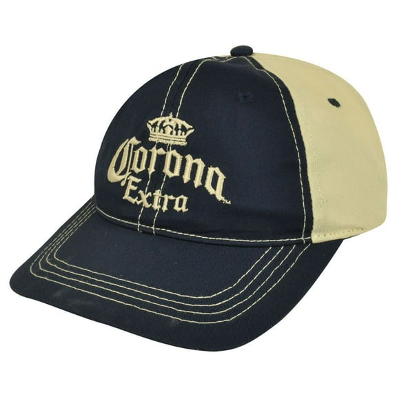 Corona Extra Mexico Beer Jardin Two Tone Garment Wash  Hat Cap Navy Beige