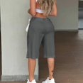 thumbnail image 6 of Cutuoiiu Womens Knee Length Shorts Solid Color Cotton Blend Drawstring Waist with Pleats and Pockets for Daily Wear Gift, 6 of 9