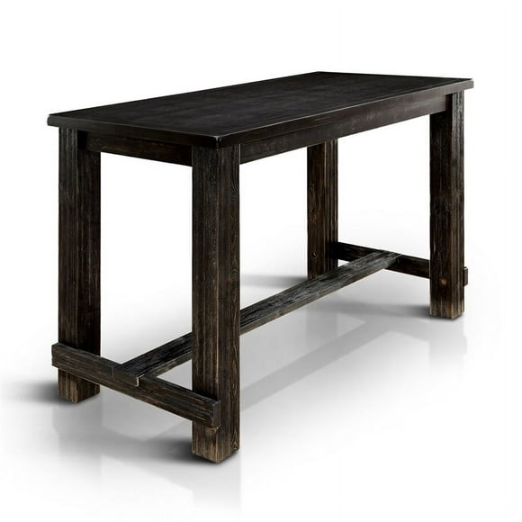 Furniture of America Sinuata Rustic Wood Pub Table in Antique Black