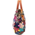 thumbnail image 3 of Women's Random Colorful Splicing Genuine Leather Handbag Designer Hand Woven Satchel Multicolor Shoulder Totes Crossbody Bag, 3 of 7