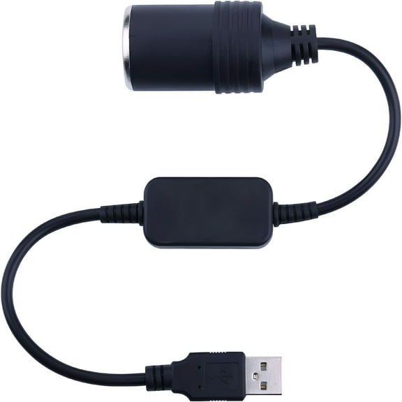 ACDANC USB Cigarette Lighter Adapter - USB A Male to 12V Car Cigarette Lighter Socket Female Cable Converter 1Ft/30cm