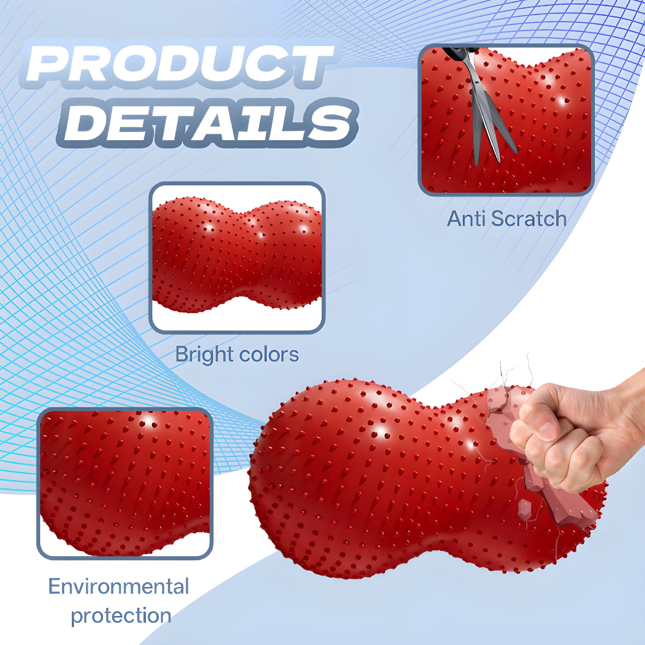 BESTSKY 2026 New Exercise Ball,35.4"*17.7"*17.7" Peanut Ball,Anti-Slip Workout Ball,Red for Yoga, Pilates, Home Workouts, Physical Therapy, Balance Exercises, Core Strengthening