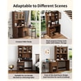 thumbnail image 4 of Lisonu L-Shaped Rotating Computer Desk with Hutch, Convertible Home Office Workstation with Glass Door Cabinets and Storage Shelves, Flexible Design, Walnut, 4 of 21