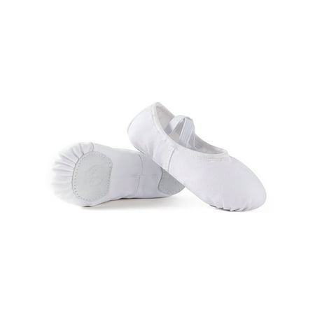 

SIMANLAN Womens Girls Flats Split Sole Dancing Shoe Canvas Ballet Shoes Kids Adults Non-slip Dance Slippers Slip On White 5.5
